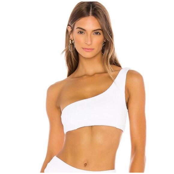 FELLA Lazarus Bikini Top One Shoulder Textured White Swimwear REVOLVE Small - Picture 1 of 7